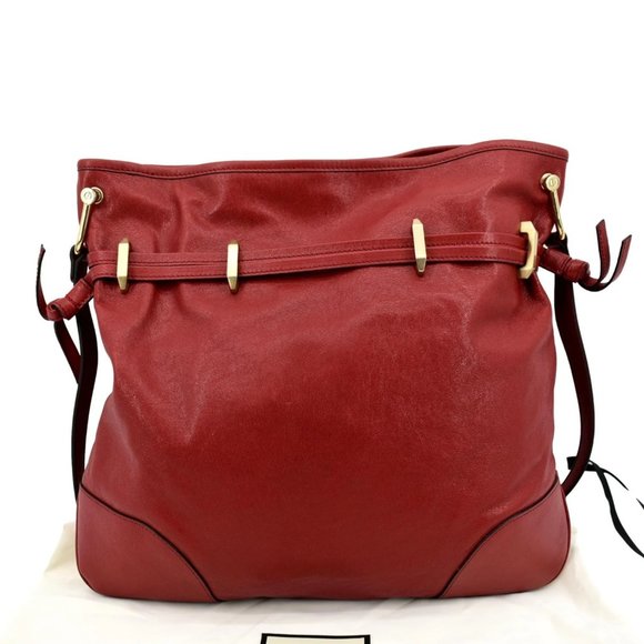 GUCCI  Horsebit 1955 Leather Messenger Bag Red - Picture 3 of 13